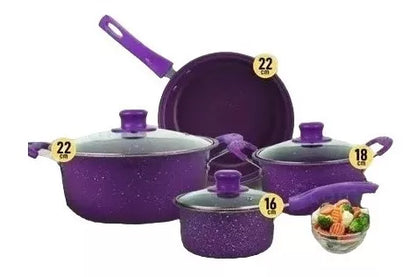 Set De Ollas Cocina Batería Antiadherente 14 Piezas