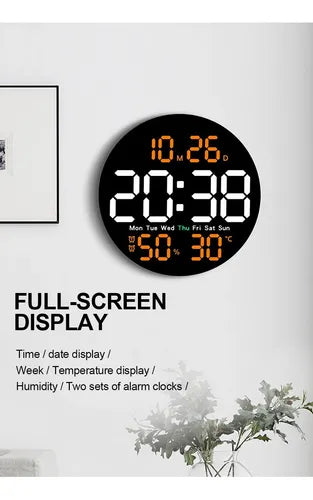 Reloj De Pared Digital Redondo Led + Control Remoto