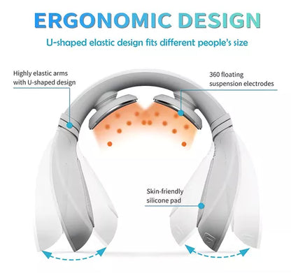 Masajeador Inteligente De Cuello Compresa Caliente Ergonómic Color Blanco Perla