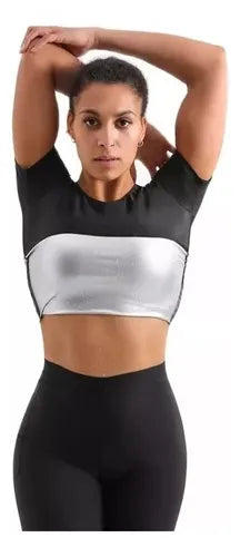 Polera Con Mangas Efecto Sauna Látex Por Dentro Térmica Faja