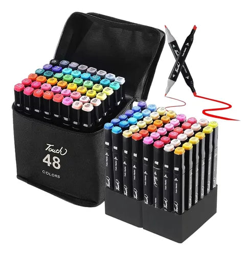 Set De Marcadores Rotuladores Plumones Con Estuche 48 Pcs