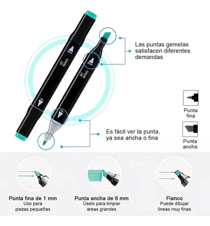 Set De 80 Marcadores Doble Punta Touch Yuzu