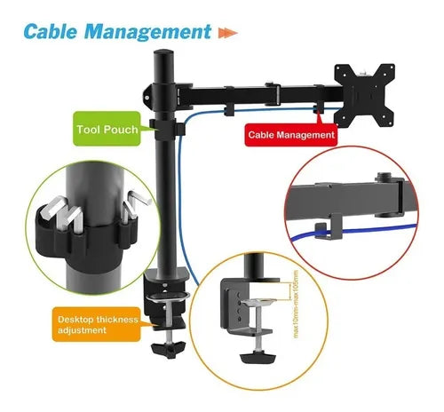 Soporte Un Brazo Monitor 13 A 27 Base Ajustable Articulado