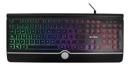 Teclado gamer Weibo QWERTY color negro con luz RGB