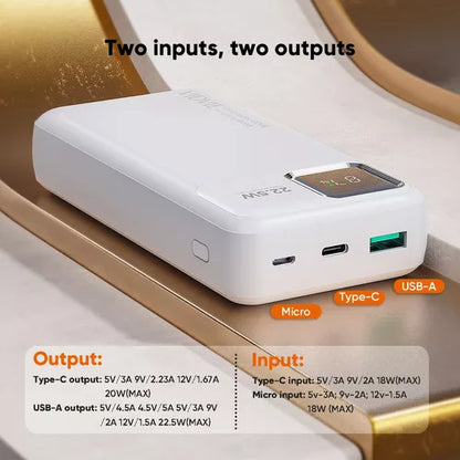Cargador Batería Externa Vidvie Ultra Rápida Digital 20000mh Color Blanco