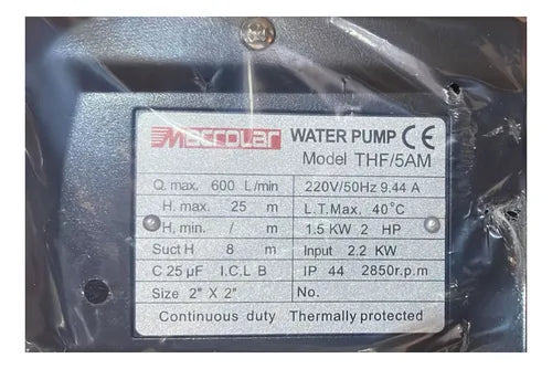 Bomba Centrífuga Macrolar Thf/5am 2 Hp 25 M 600 L/min
