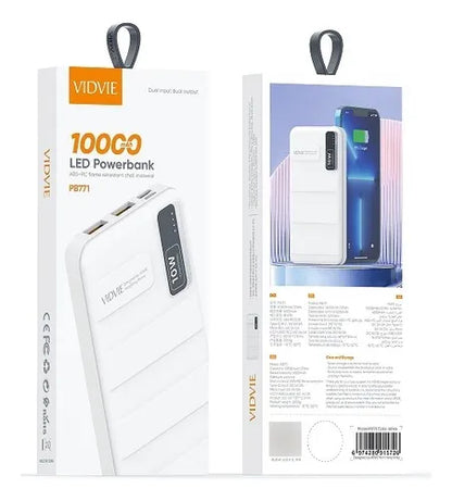 Cargador Portátil Power Bank Led Vidvie 10000mah (pb771) Color Blanco