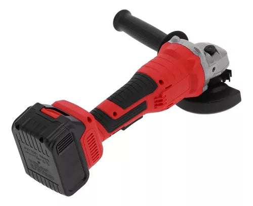 Esmeril Angular Recargable Eléctrico 2 Baterías Color Rojo Con Negro