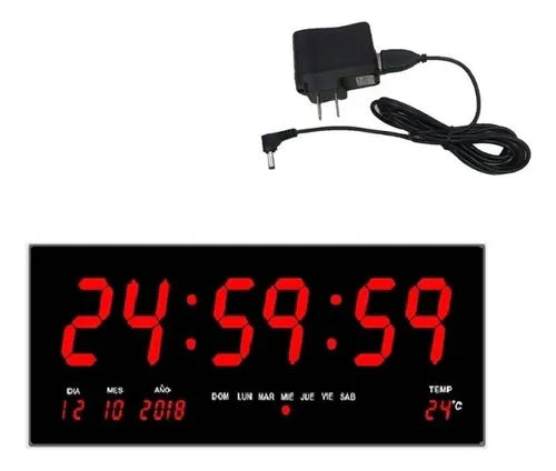 Reloj Digital Led Pared Alarma Calendario Temperatura