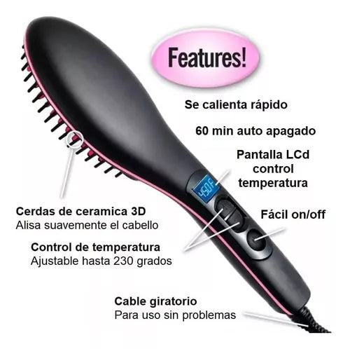 Cepillo Alisador De Pelo De Cerámica Eléctrico Pantalla Lcd
