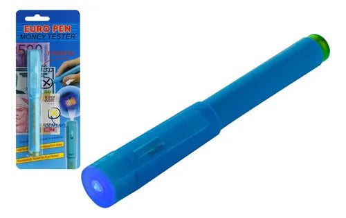Bolígrafo Detector De Billetes Falsos Lápiz Luz Uv Color Celeste
