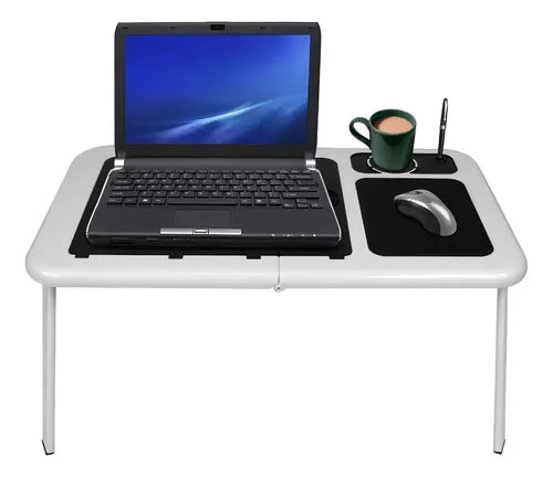 Mesa Portátil Notebook Laptop Plegable Con Ventiladores Color Blanco Con Negro