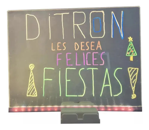 Pizarra Tablero Acrílico Luz Led Con Plumones