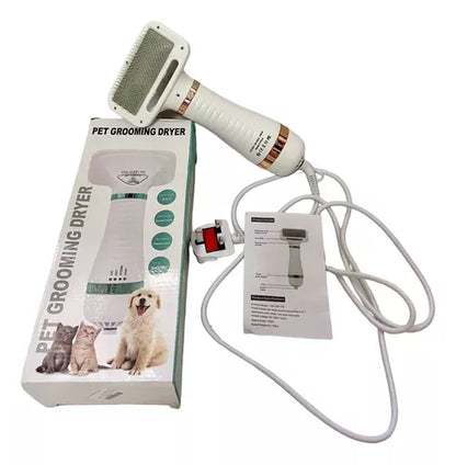 Cepillo Para Mascotas 2 En 1 Gato Perro Peine Secador D/pelo Color Blanco/dorado