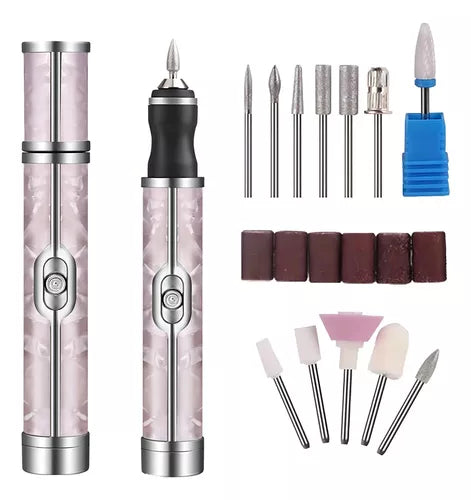 Taladro Pulidor Esmeril Manicure Pedicure Portátil Usb Color Rosa