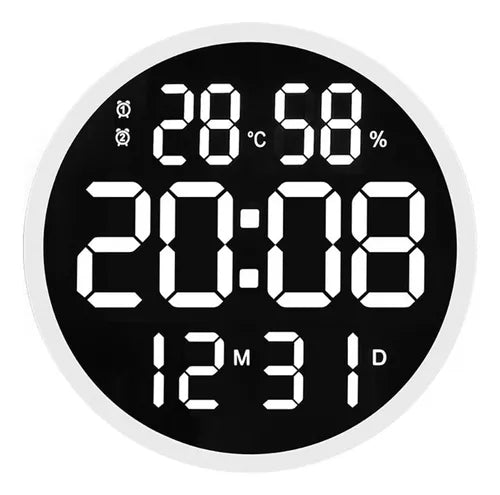 Reloj De Pared Digital Redondo Led + Control Remoto