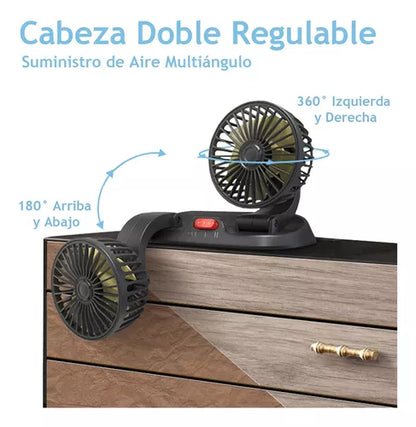 Ventilador Doble Para Auto 360° Conector Encendedor 12v