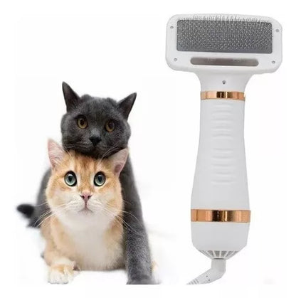 Cepillo Para Mascotas 2 En 1 Gato Perro Peine Secador D/pelo Color Blanco/dorado