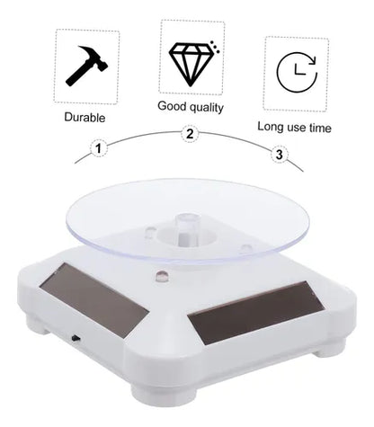 Exhibidor Mostrador De Joyas Giratorio 360° Panel Solar