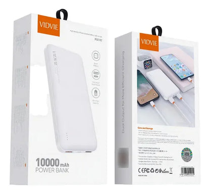 Cargador Portátil Power Bank Vidvie 10000mah Pb747 Color Blanco