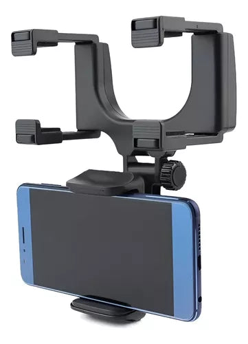 Soporte Celular Auto Porta Celulares Automovil Espejo Retrovisor Negro Universal Qatarshop Soporte De Telefono Para Auto Accesorio Ajustable Vehiculo