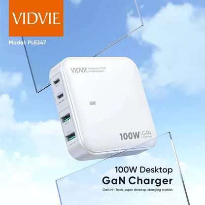 Cargador Carga Super Rápida 100w Vidvie Multifunción 4 En 1 Color Blanco